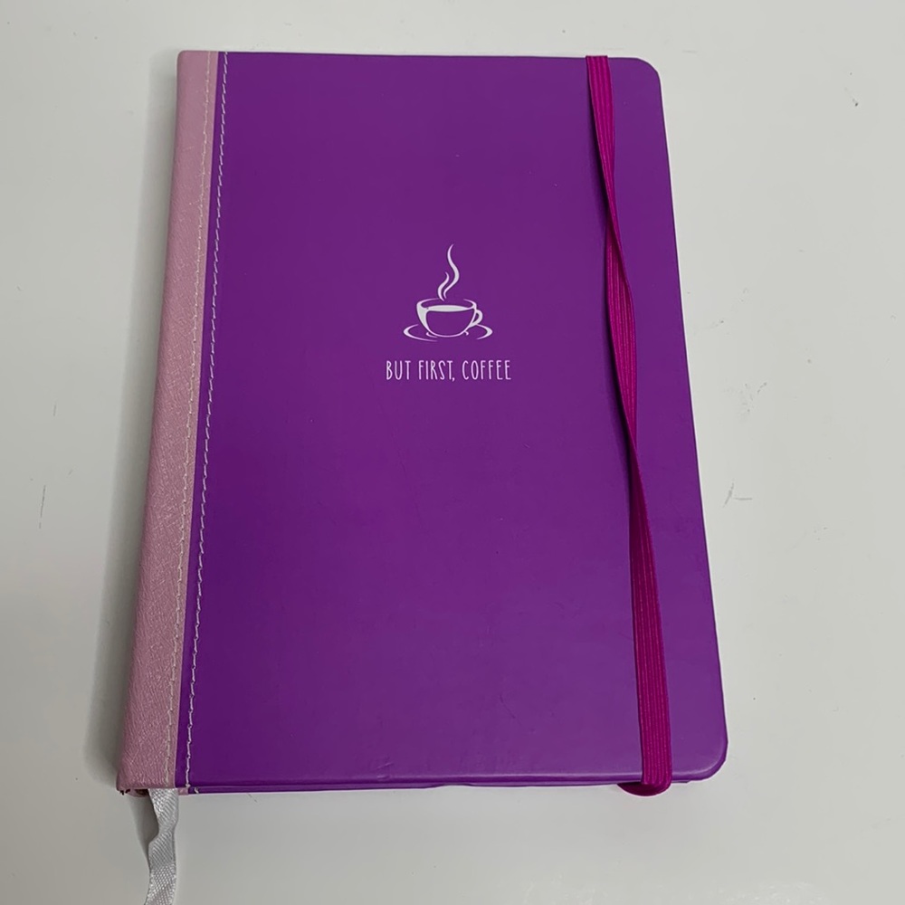 Love Nicole | Purple Hardcover Notebook BUT FIRST,COFFEE Creative Notes Office